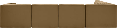 Talia Saddle Velvet Performance Fabric Upholstered Sectional, 6-Piece (Style 2)