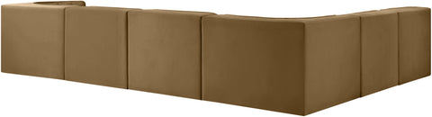 Talia Saddle Velvet Performance Fabric Upholstered Sectional, 6-Piece (Style 2)
