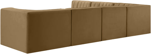 Talia Saddle Velvet Performance Fabric Upholstered Sectional, 6-Piece (Style 2)
