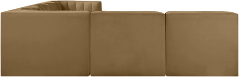 Talia Saddle Velvet Performance Fabric Upholstered Sectional, 6-Piece (Style 2)