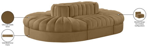 Talia Saddle Velvet Performance Fabric Upholstered Sectional, 6-Piece (Style 3)