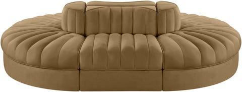 Talia Saddle Velvet Performance Fabric Upholstered Sectional, 6-Piece (Style 3)