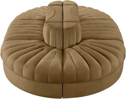 Talia Saddle Velvet Performance Fabric Upholstered Sectional, 6-Piece (Style 3)