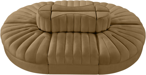 Talia Saddle Velvet Performance Fabric Upholstered Sectional, 6-Piece (Style 3)