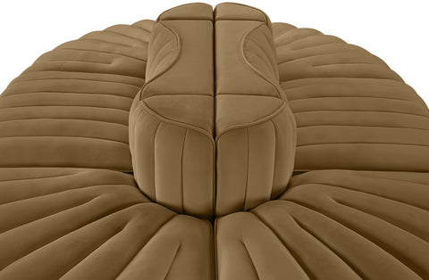 Talia Saddle Velvet Performance Fabric Upholstered Sectional, 6-Piece (Style 3)