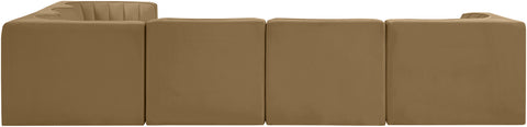 Talia Saddle Velvet Performance Fabric Upholstered Sectional, 6-Piece (Style 4)