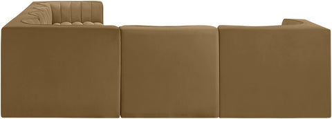 Talia Saddle Velvet Performance Fabric Upholstered Sectional, 6-Piece (Style 4)