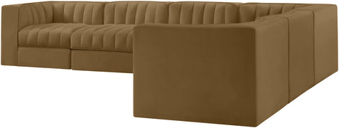 Talia Saddle Velvet Performance Fabric Upholstered Sectional, 6-Piece (Style 4)