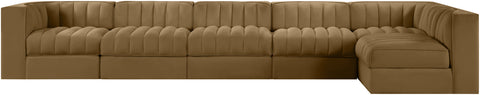 Talia Saddle Velvet Performance Fabric Upholstered Sectional, 6-Piece (Style 5)