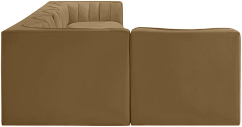 Talia Saddle Velvet Performance Fabric Upholstered Sectional, 6-Piece (Style 5)