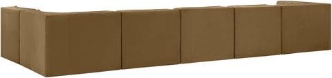 Talia Saddle Velvet Performance Fabric Upholstered Sectional, 6-Piece (Style 5)