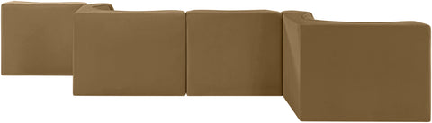 Talia Saddle Velvet Performance Fabric Upholstered Sectional, 6-Piece (Style 6)
