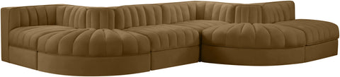 Talia Saddle Velvet Performance Fabric Upholstered Sectional, 6-Piece (Style 6)