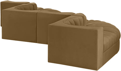 Talia Saddle Velvet Performance Fabric Upholstered Sectional, 6-Piece (Style 6)