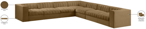 Talia Saddle Velvet Performance Fabric Upholstered Sectional, 7-Piece
