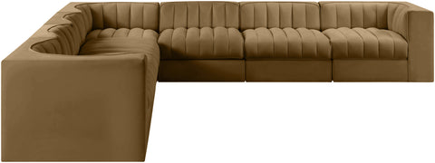 Talia Saddle Velvet Performance Fabric Upholstered Sectional, 7-Piece