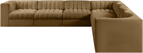 Talia Saddle Velvet Performance Fabric Upholstered Sectional, 7-Piece
