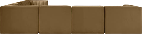 Talia Saddle Velvet Performance Fabric Upholstered Sectional, 7-Piece