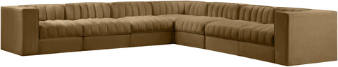 Talia Saddle Velvet Performance Fabric Upholstered Sectional, 7-Piece