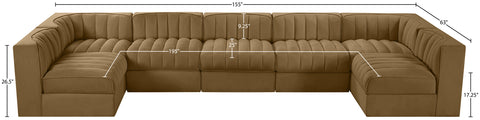 Talia Saddle Velvet Performance Fabric Upholstered Sectional, 7-Piece (Style 2)