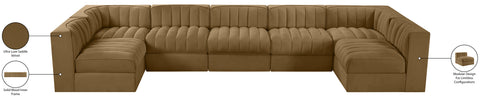 Talia Saddle Velvet Performance Fabric Upholstered Sectional, 7-Piece (Style 2)
