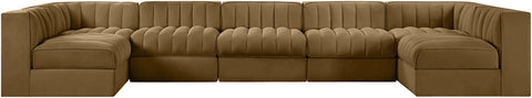 Talia Saddle Velvet Performance Fabric Upholstered Sectional, 7-Piece (Style 2)