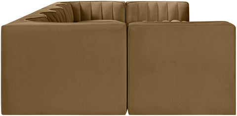 Talia Saddle Velvet Performance Fabric Upholstered Sectional, 7-Piece (Style 2)