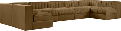 Talia Saddle Velvet Performance Fabric Upholstered Sectional, 7-Piece (Style 2)