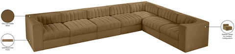 Talia Saddle Velvet Performance Fabric Upholstered Sectional, 7-Piece (Style 3)