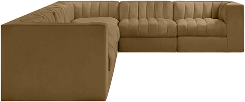 Talia Saddle Velvet Performance Fabric Upholstered Sectional, 7-Piece (Style 3)