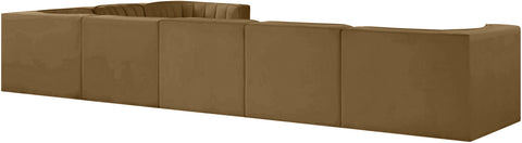 Talia Saddle Velvet Performance Fabric Upholstered Sectional, 7-Piece (Style 3)