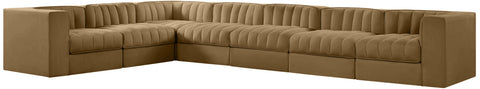 Talia Saddle Velvet Performance Fabric Upholstered Sectional, 7-Piece (Style 3)