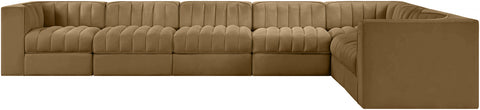 Talia Saddle Velvet Performance Fabric Upholstered Sectional, 7-Piece (Style 3)