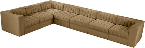Talia Saddle Velvet Performance Fabric Upholstered Sectional, 7-Piece (Style 3)