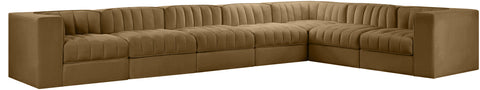 Talia Saddle Velvet Performance Fabric Upholstered Sectional, 7-Piece (Style 3)