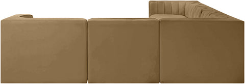 Talia Saddle Velvet Performance Fabric Upholstered Sectional, 7-Piece (Style 3)