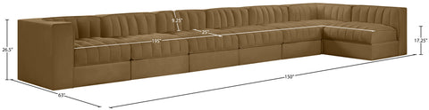 Talia Saddle Velvet Performance Fabric Upholstered Sectional, 7-Piece (Style 4)