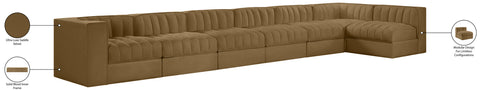 Talia Saddle Velvet Performance Fabric Upholstered Sectional, 7-Piece (Style 4)
