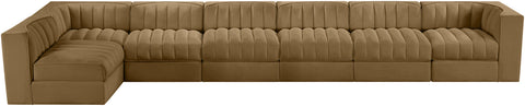 Talia Saddle Velvet Performance Fabric Upholstered Sectional, 7-Piece (Style 4)
