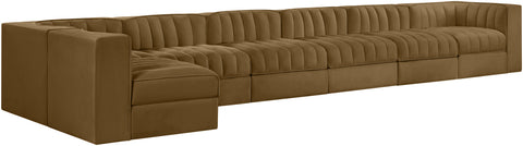 Talia Saddle Velvet Performance Fabric Upholstered Sectional, 7-Piece (Style 4)