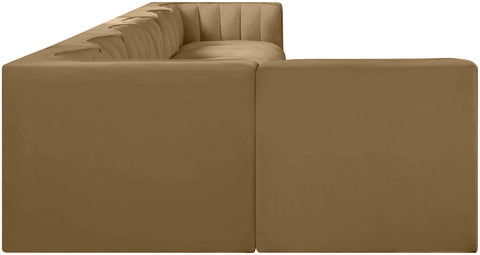 Talia Saddle Velvet Performance Fabric Upholstered Sectional, 7-Piece (Style 4)