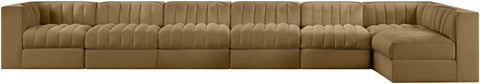 Talia Saddle Velvet Performance Fabric Upholstered Sectional, 7-Piece (Style 4)