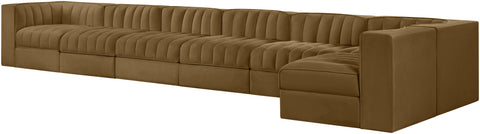 Talia Saddle Velvet Performance Fabric Upholstered Sectional, 7-Piece (Style 4)