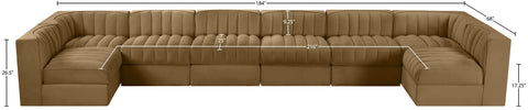 Talia Saddle Velvet Performance Fabric Upholstered Sectional, 8-Piece