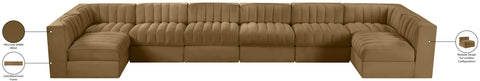 Talia Saddle Velvet Performance Fabric Upholstered Sectional, 8-Piece