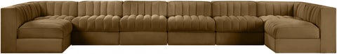 Talia Saddle Velvet Performance Fabric Upholstered Sectional, 8-Piece