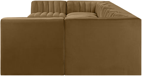 Talia Saddle Velvet Performance Fabric Upholstered Sectional, 8-Piece