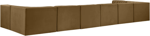 Talia Saddle Velvet Performance Fabric Upholstered Sectional, 8-Piece