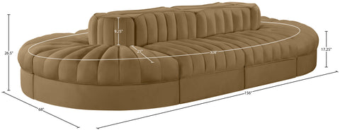 Talia Saddle Velvet Performance Fabric Upholstered Sectional, 8-Piece (Style 2)