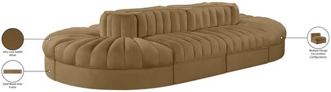 Talia Saddle Velvet Performance Fabric Upholstered Sectional, 8-Piece (Style 2)